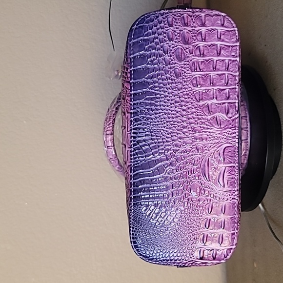 New! TRENDY Multi Purple Hombre Alligator Embossed Satctchel Handbag Purse. - Picture 7 of 9